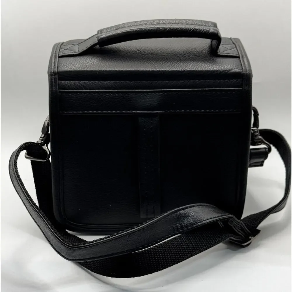 Hi-Pro Black Leather Camera Case‎ Shoulder Bag Vintage Compact DSLR Carry Bag